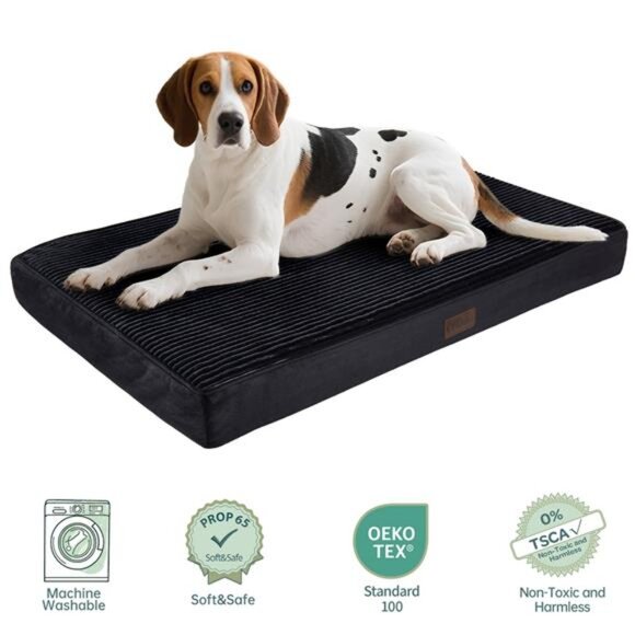 Orthopedic Large Dog Bed, Deluxe Pet Bed Crates, Waterproof 35" x 22", Black - Picture 1 of 6